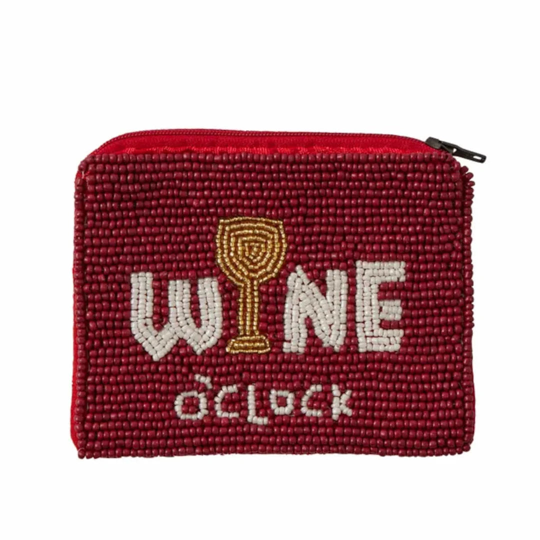Wine Time Beaded Coin Purse