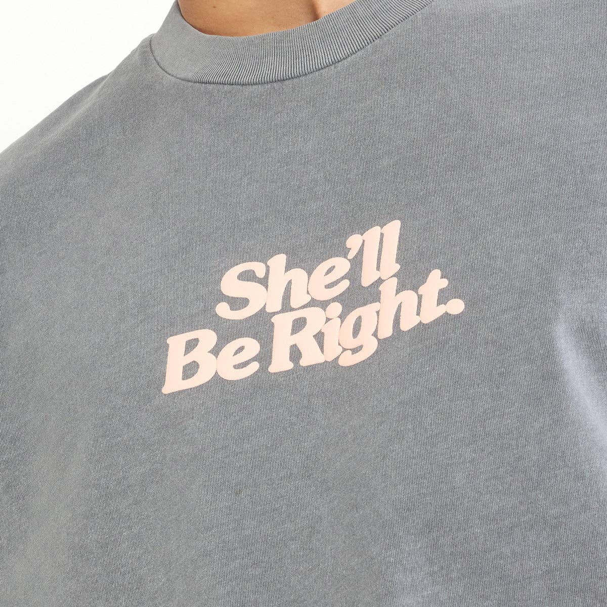 She'll Be Right Slang Tee in Charcoal