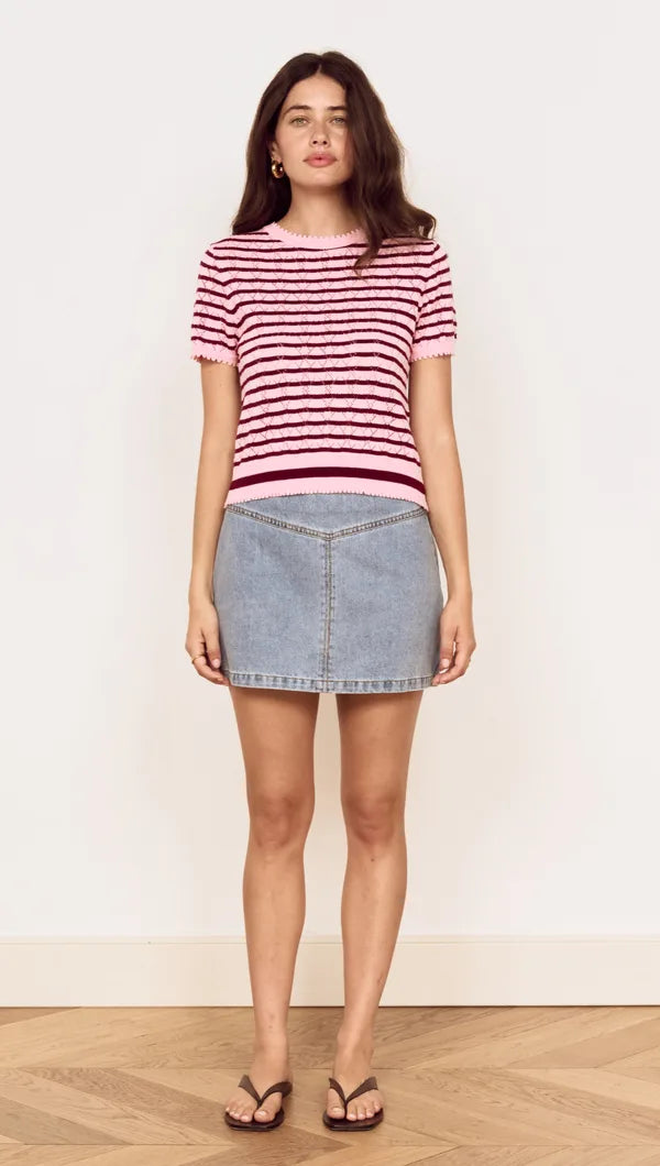 Calla Knit Tee - Rose & Pink Stripe
