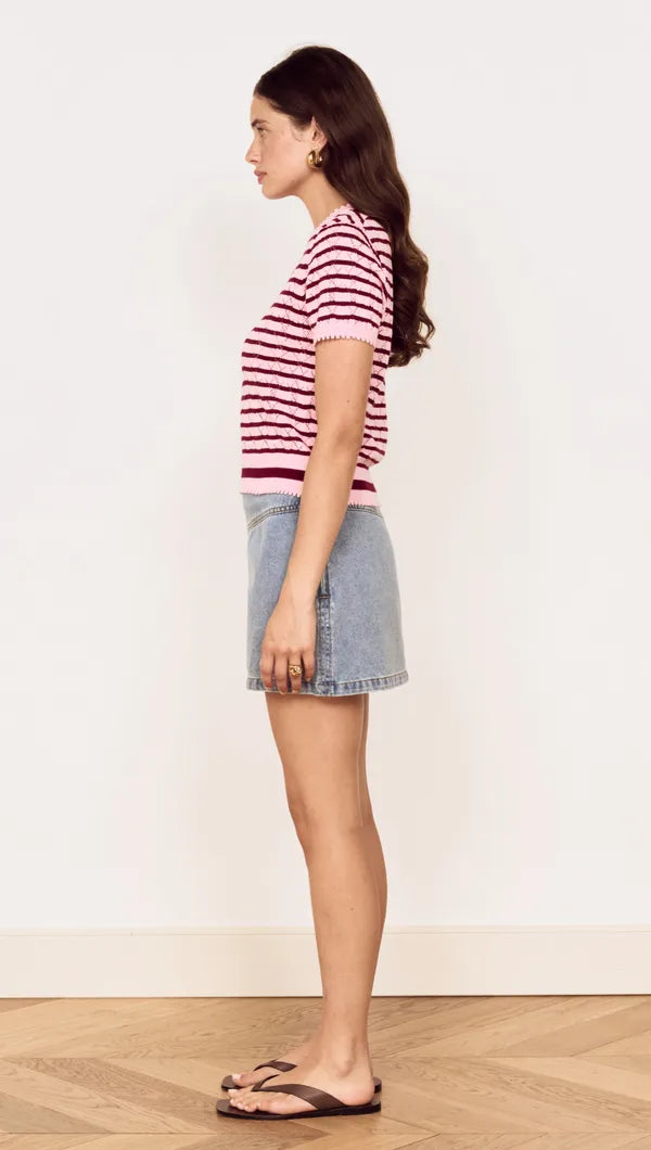 Calla Knit Tee - Rose & Pink Stripe