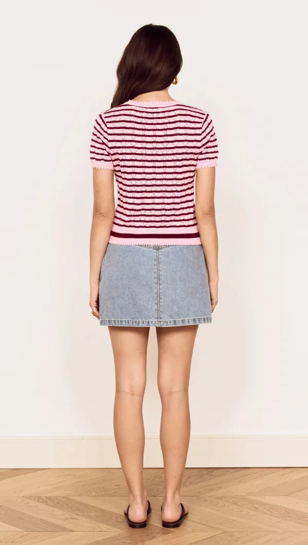 Calla Knit Tee - Rose & Pink Stripe