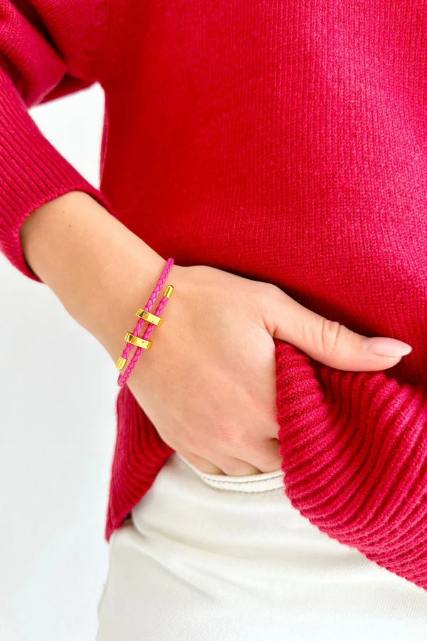 Raspberry Rope Bracelet