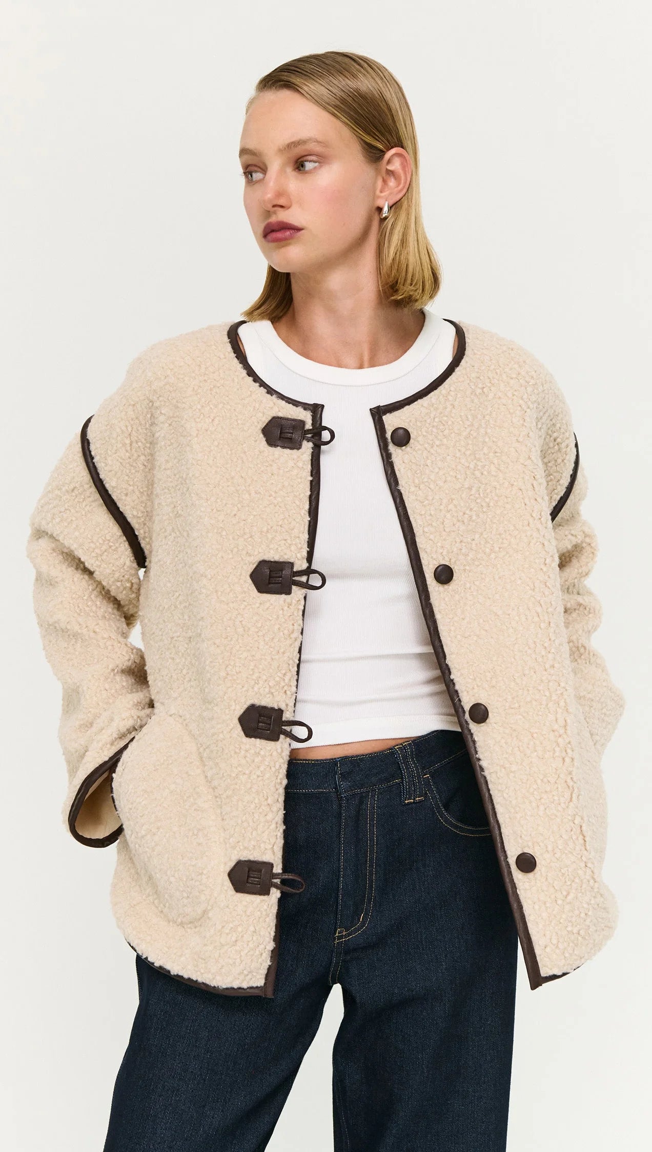 Pascal Teddy Duffle Coat - Beige & Choc