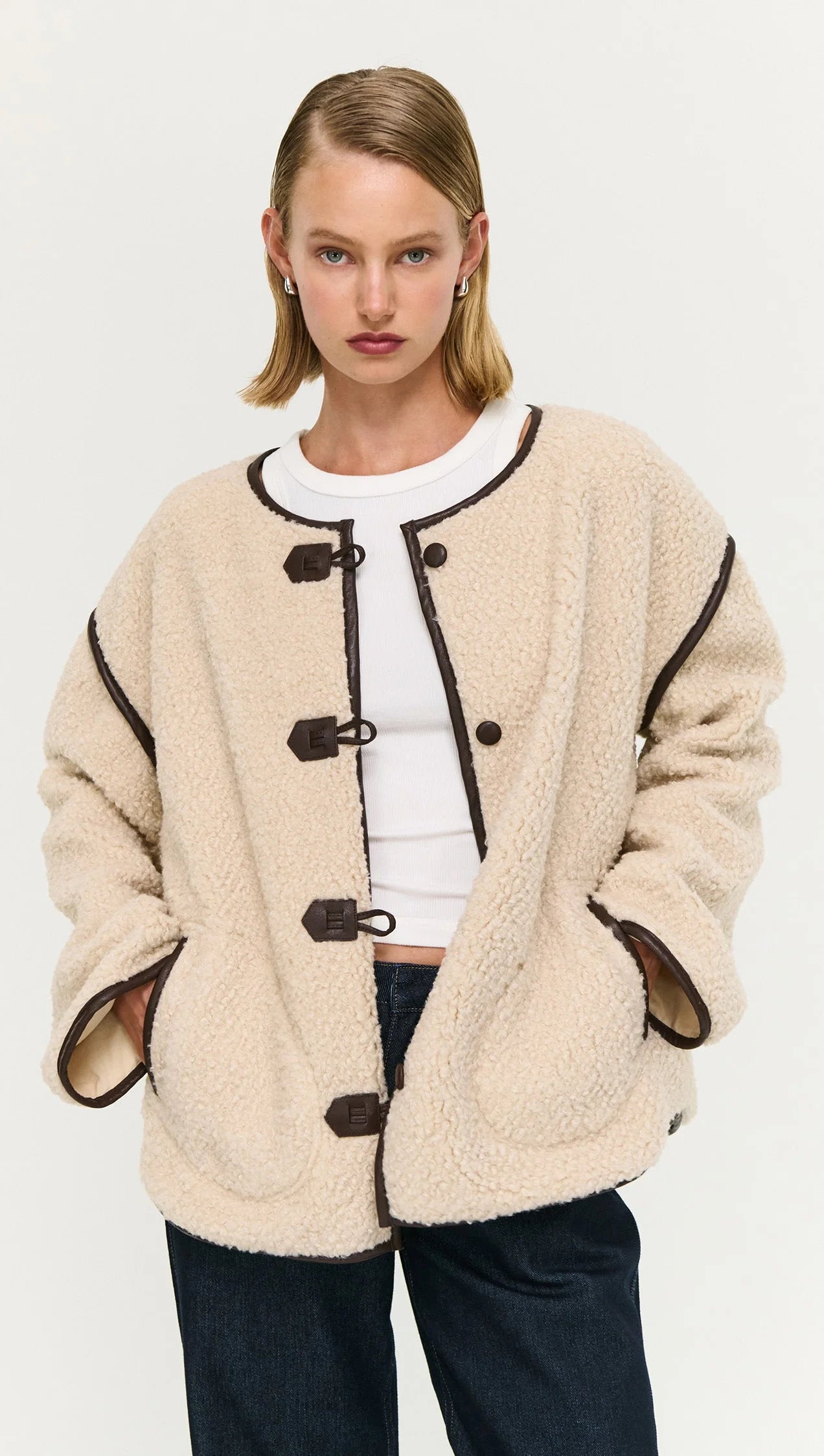 Pascal Teddy Duffle Coat - Beige & Choc