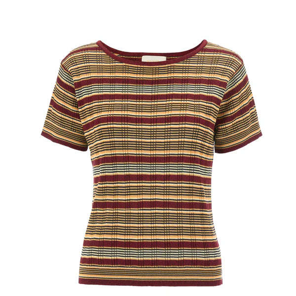 Caen Knit Top - Bordeaux Stripes