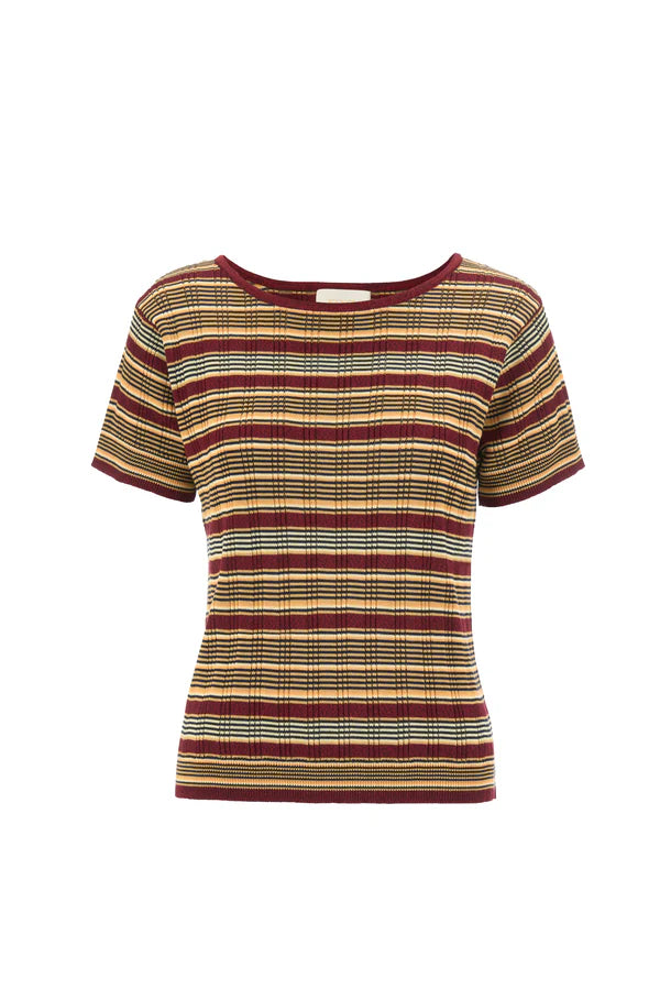 Caen Knit Top - Bordeaux Stripes