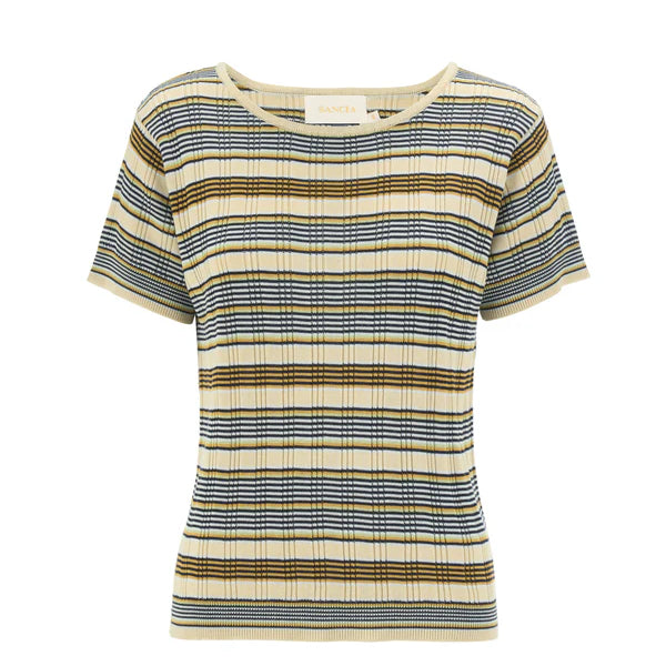 Caen Knit Top - Champagne Stripe