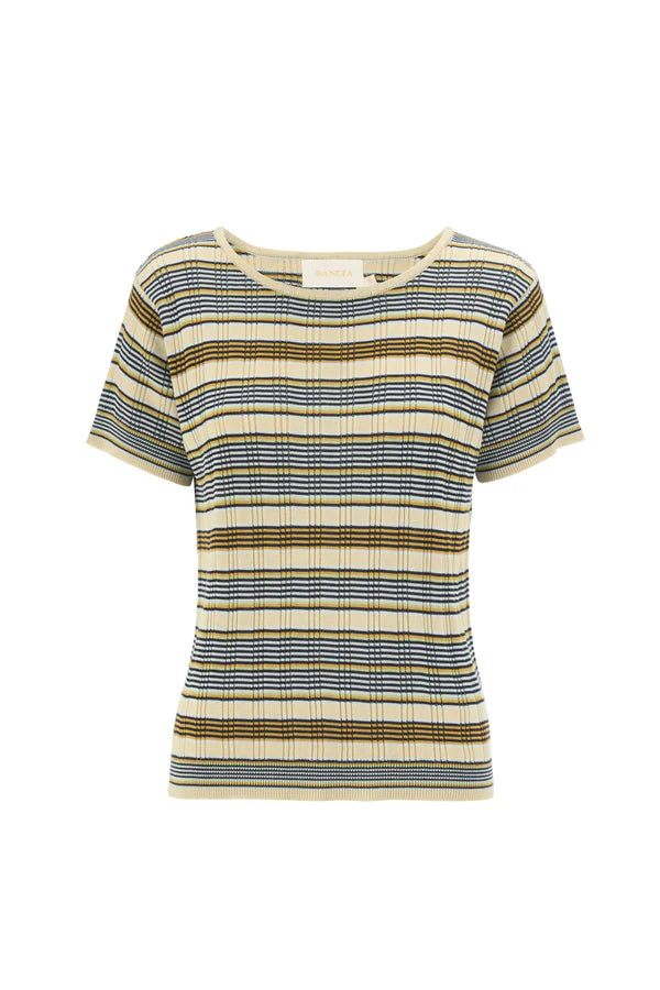 Caen Knit Top - Champagne Stripe