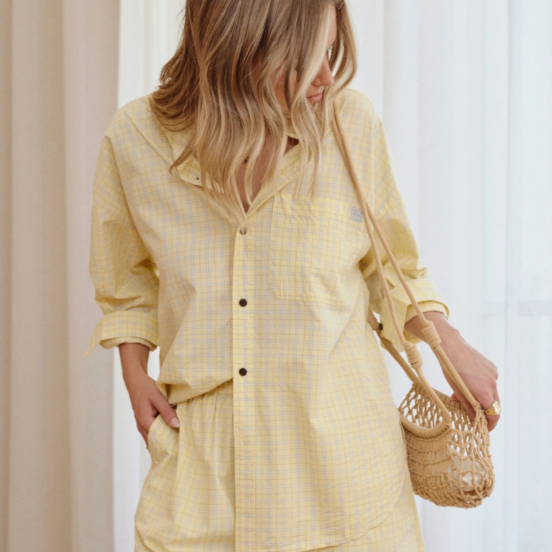 Peta Oversized Shirt - Faded Sun Check