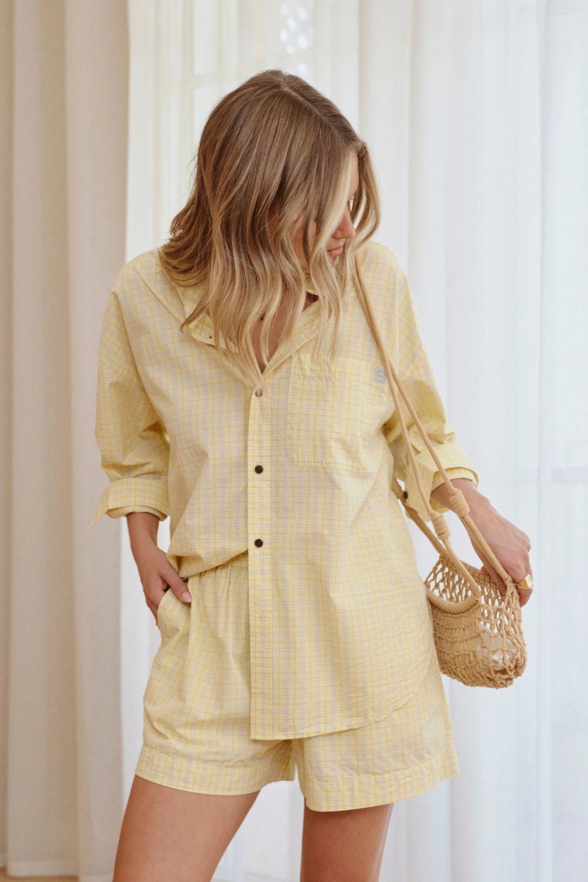 Peta Oversized Shirt - Faded Sun Check