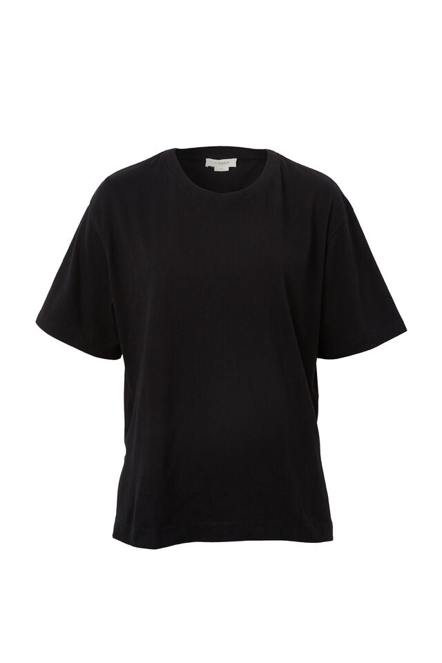 Stevie Slouchy Split Hem Tee - Black