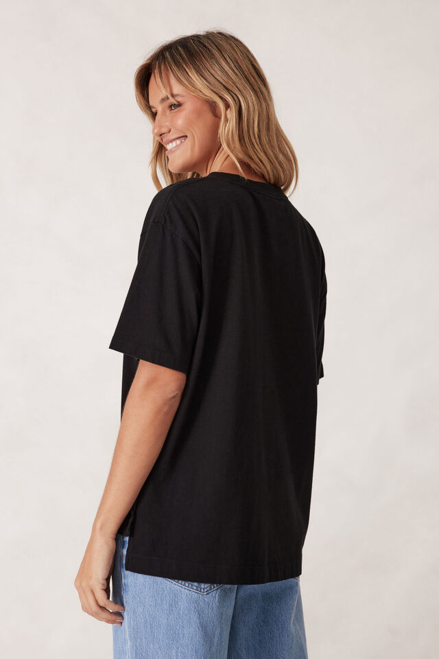 Stevie Slouchy Split Hem Tee - Black