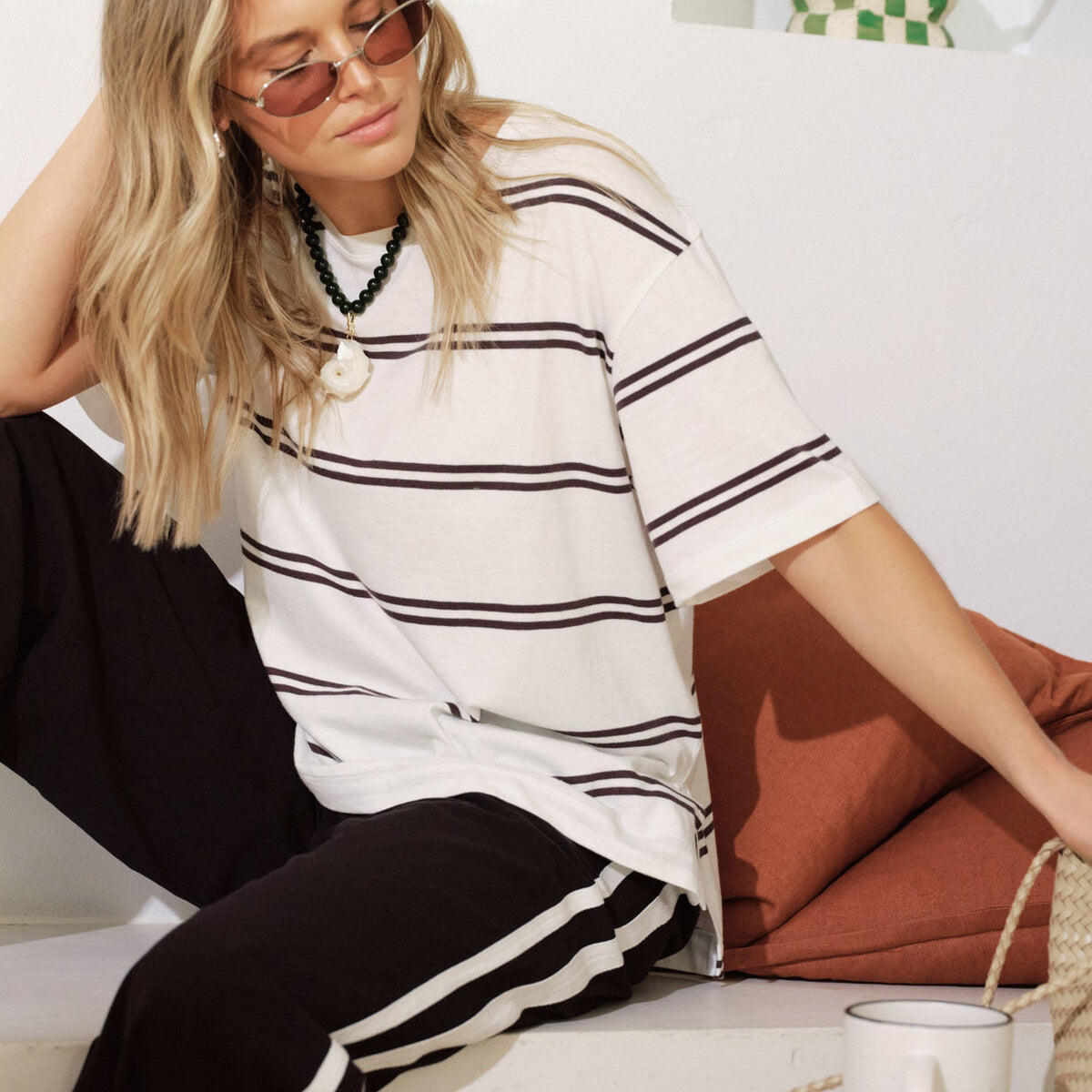 Stevie Slouchy Split Hem Tee - Vanilla