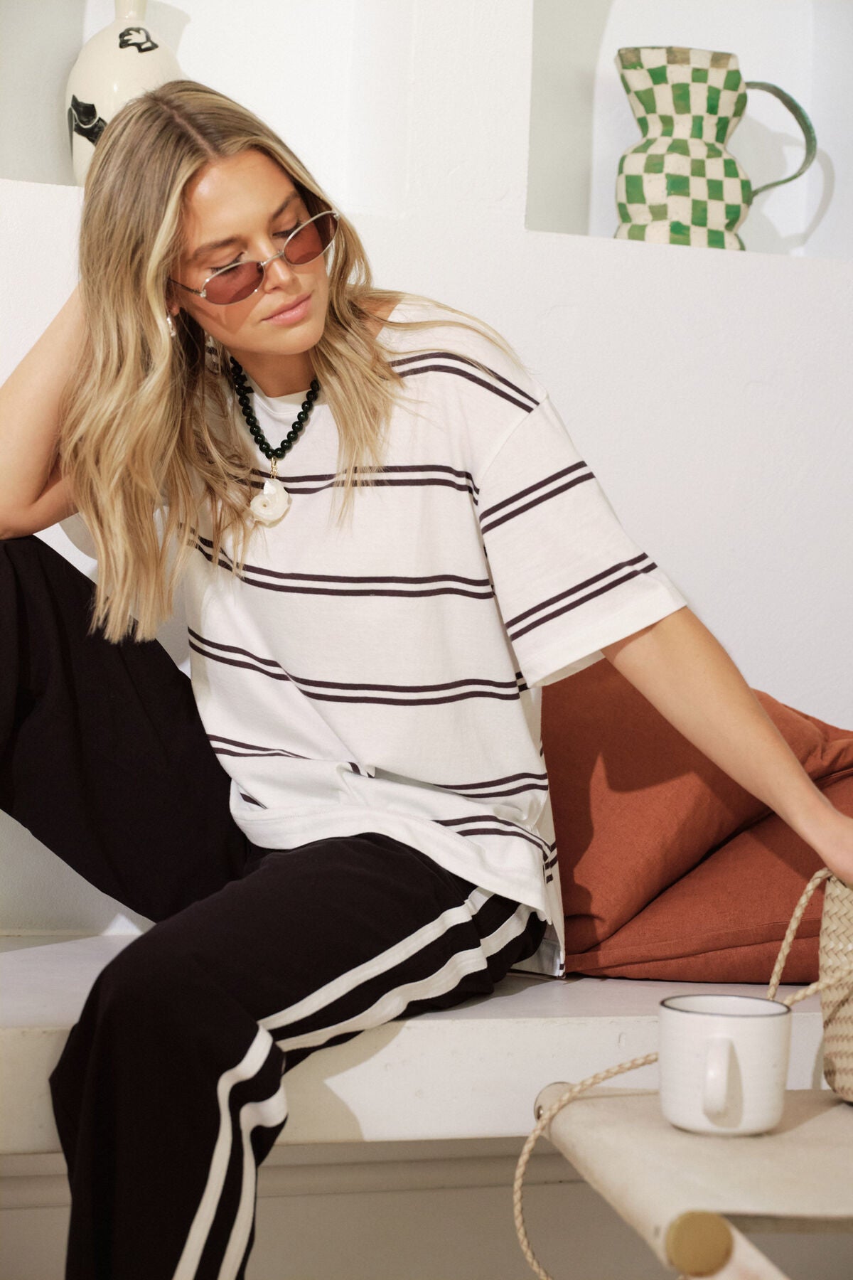 Stevie Slouchy Split Hem Tee - Vanilla