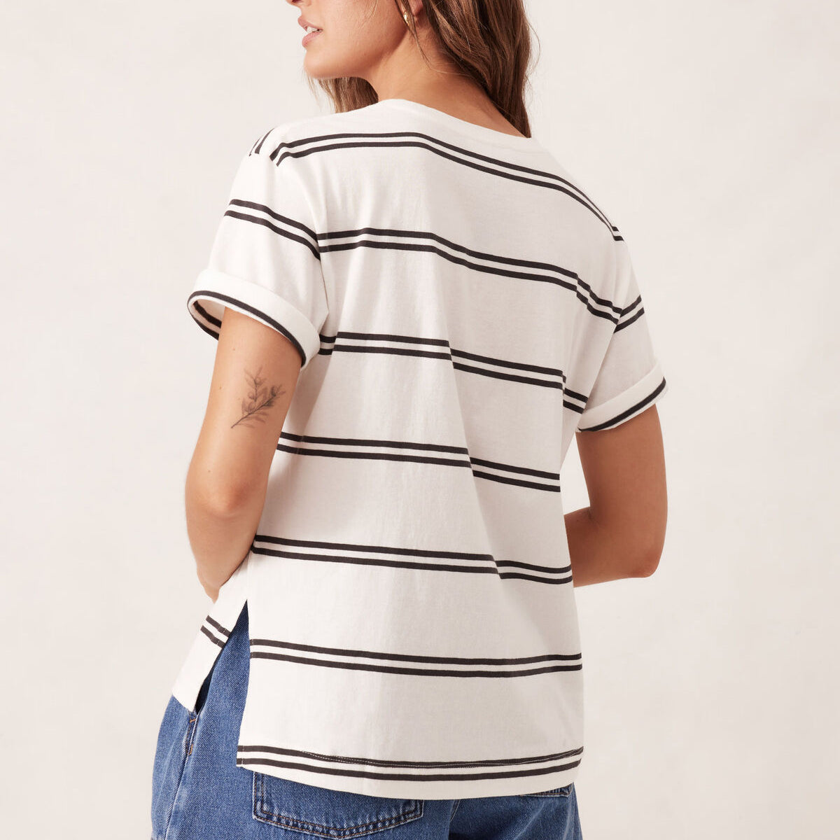 Stevie Slouchy Split Hem Tee - Vanilla