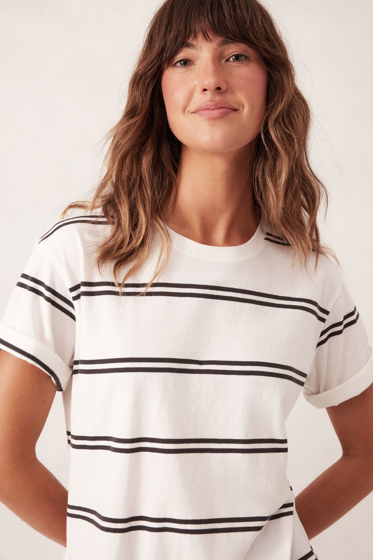 Stevie Slouchy Split Hem Tee - Vanilla