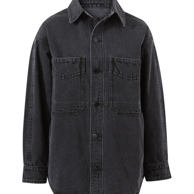 Bobbi Side Pocket Denim Shacket - Washed Black