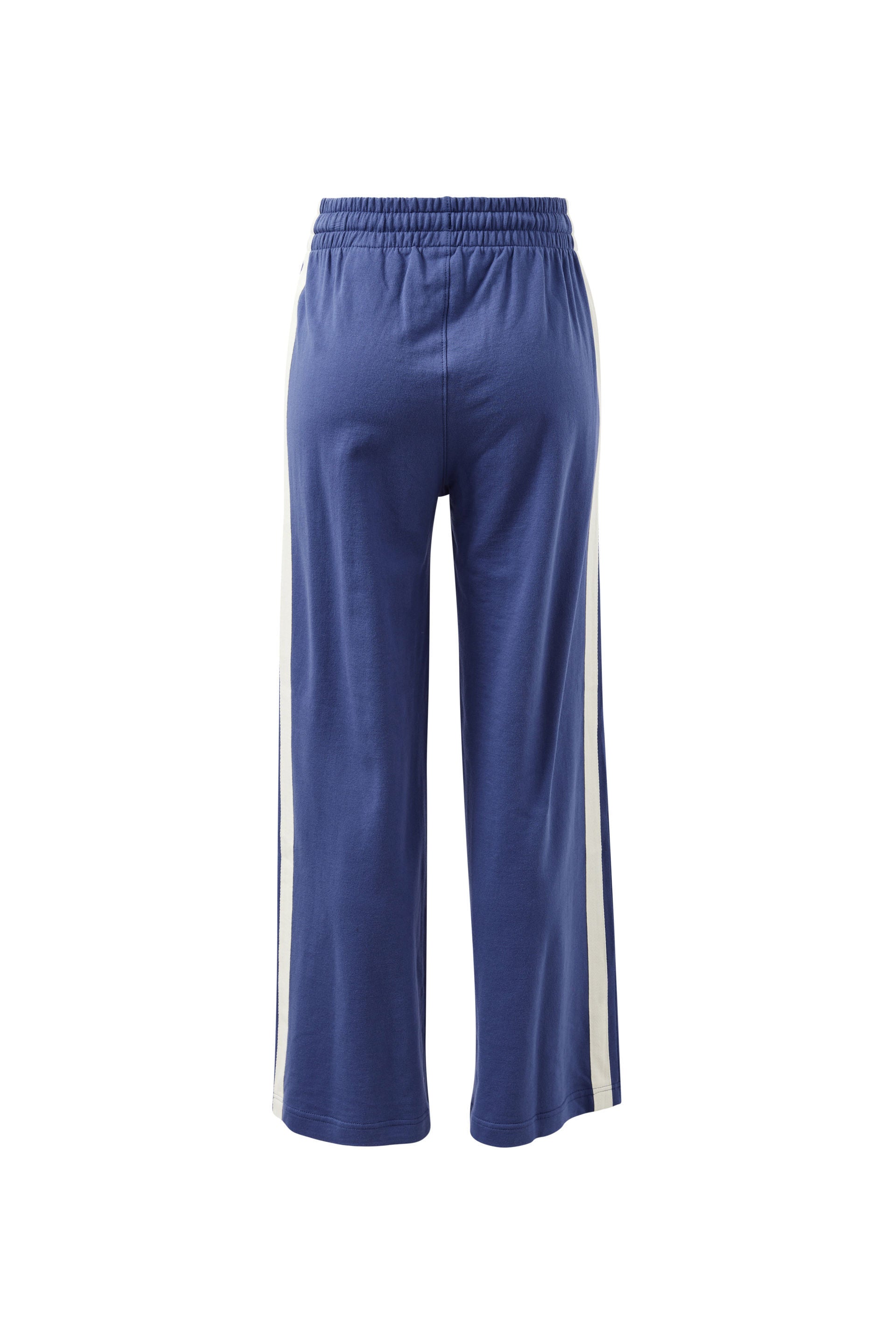 Gigi Wide Leg Terry Track - Washed Navy Side Stripe