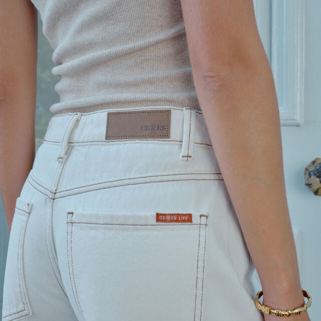 Maggie Tapered Barrel Jean - Fresh Ecru