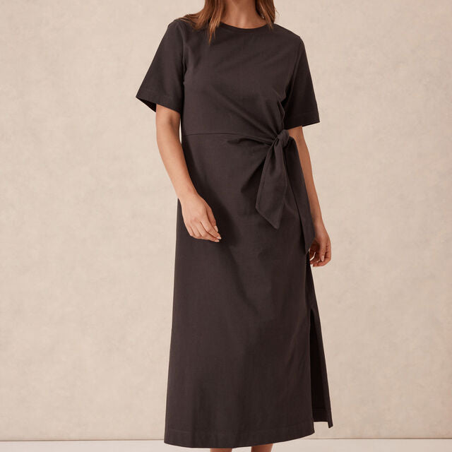Allora Tie Midi Tee Dress - Phantom