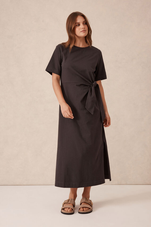 Allora Tie Midi Tee Dress - Phantom