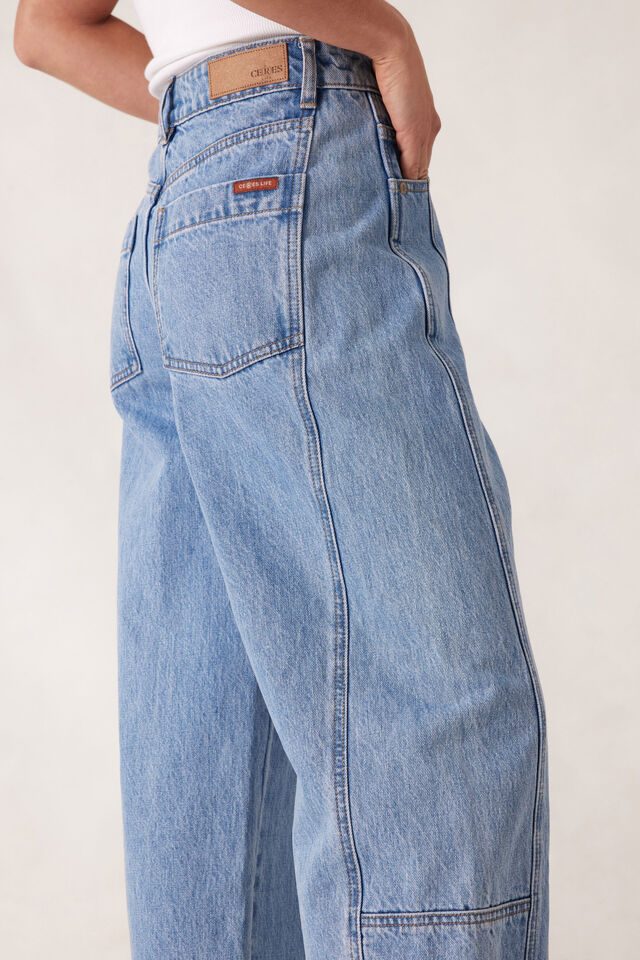 Darted Barrel Jeans - Vintage Blue