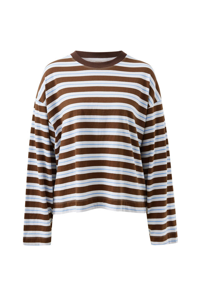 Beau Long Sleeve Slouchy Tee - Cocoa Sky