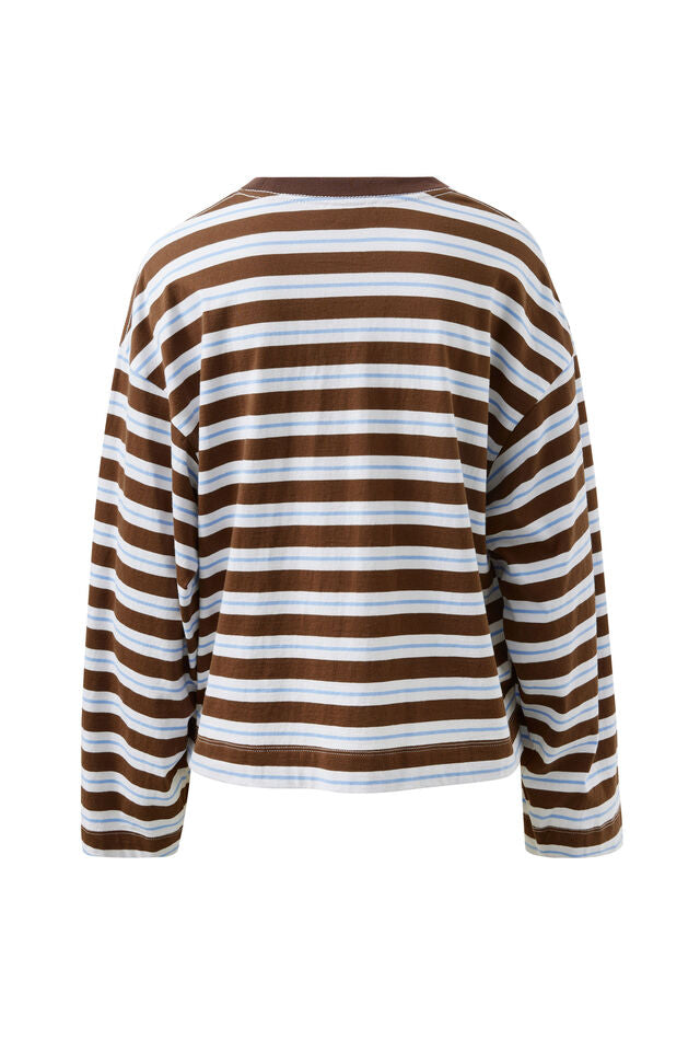 Beau Long Sleeve Slouchy Tee - Cocoa Sky