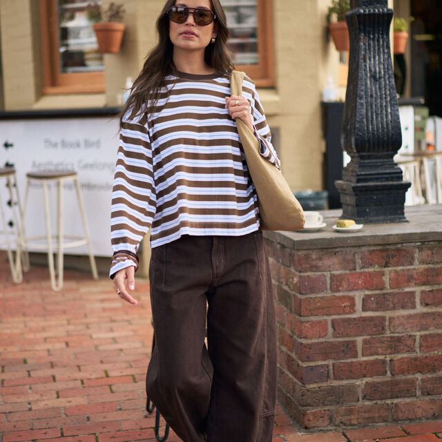Beau Long Sleeve Slouchy Tee - Cocoa Sky