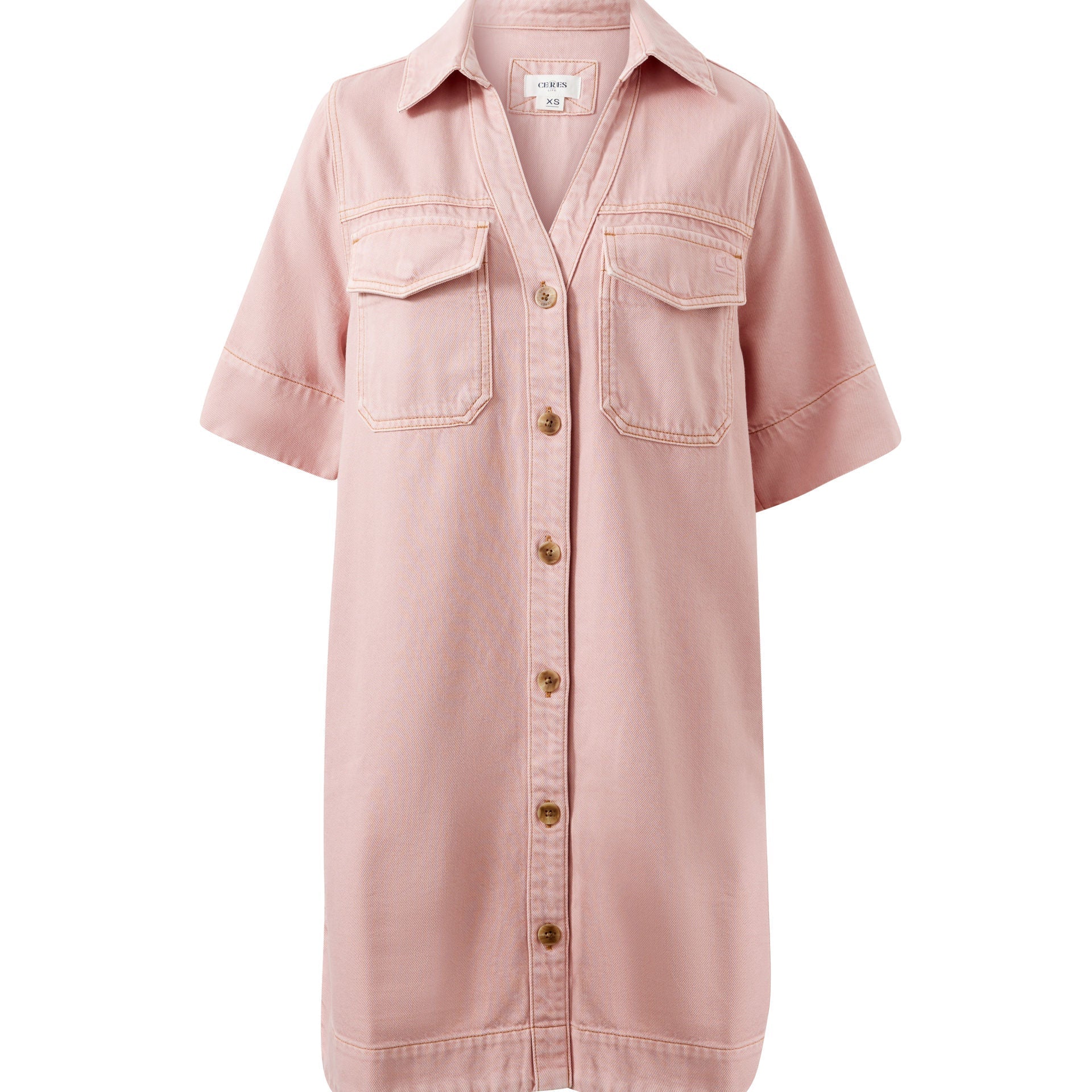 Bonnie Relaxed Shirt Dress - Blossom Pink