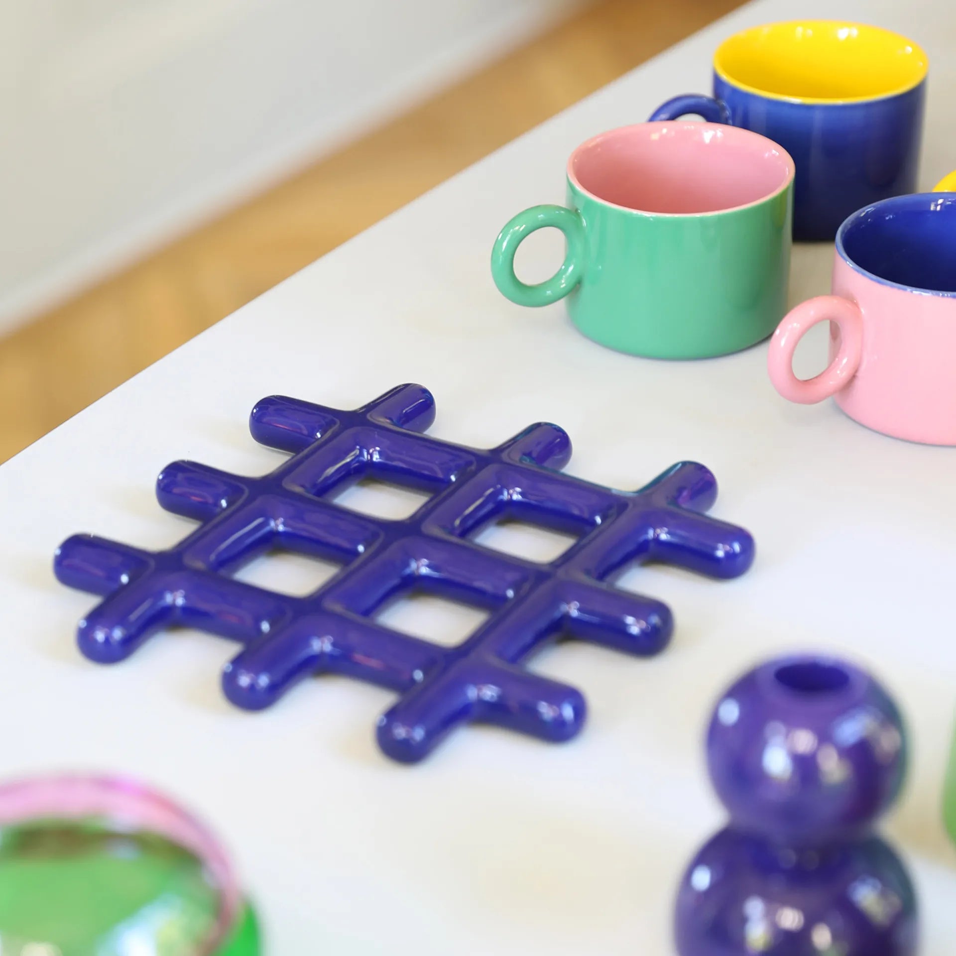 Trivet Grid Blue