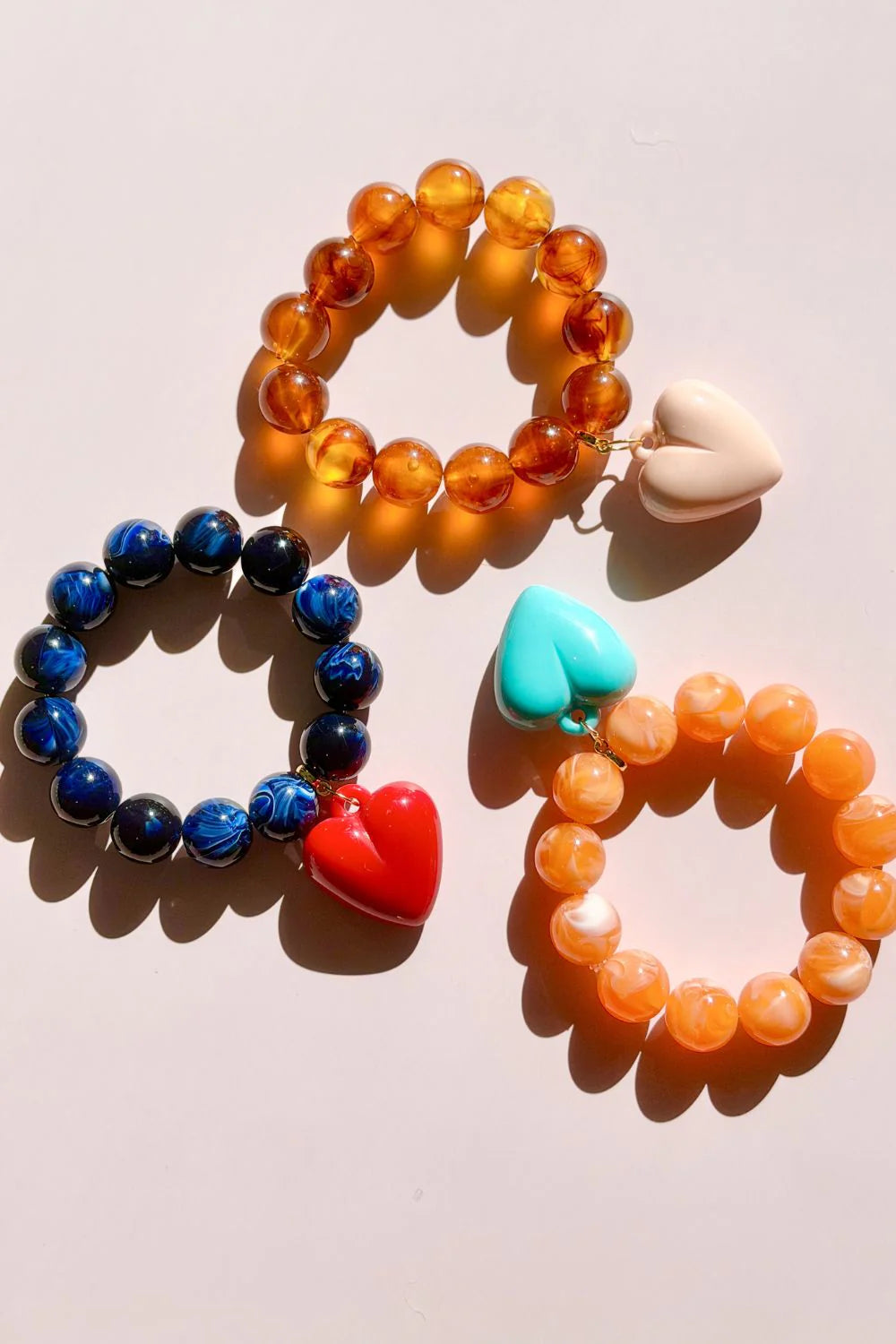 Bubble & Heart Bracelet - Tangerine