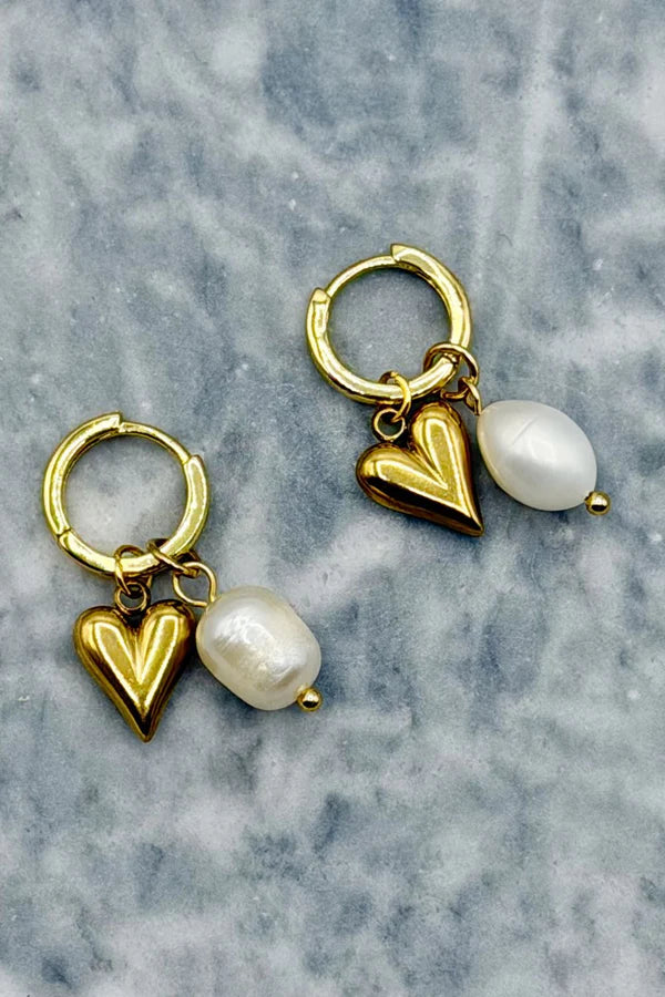 Heart Charm Hoops