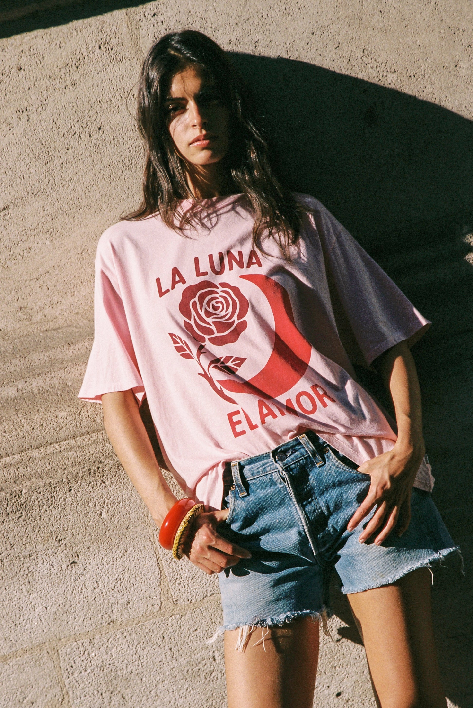 Moon Rise Boyfriend Tee - Pink