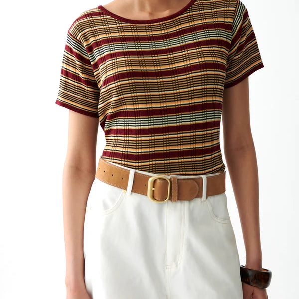 Caen Knit Top - Bordeaux Stripes