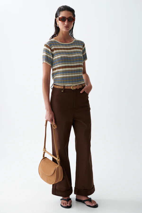 Caen Knit Top - Champagne Stripe