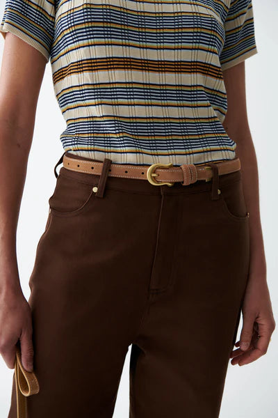 Caen Knit Top - Champagne Stripe