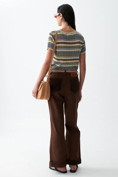 Caen Knit Top - Champagne Stripe