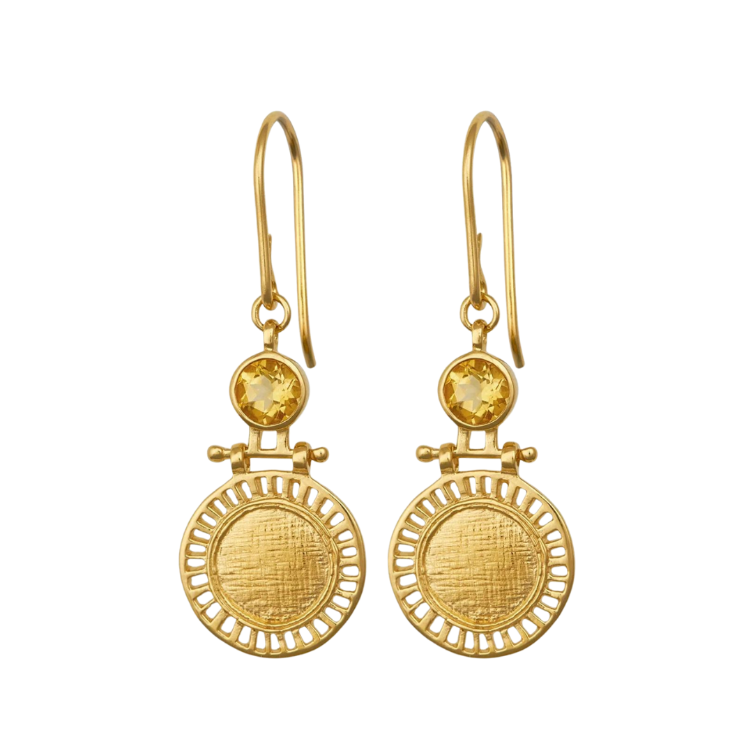 Solar Earrings - Gold Vermeil - Citrine