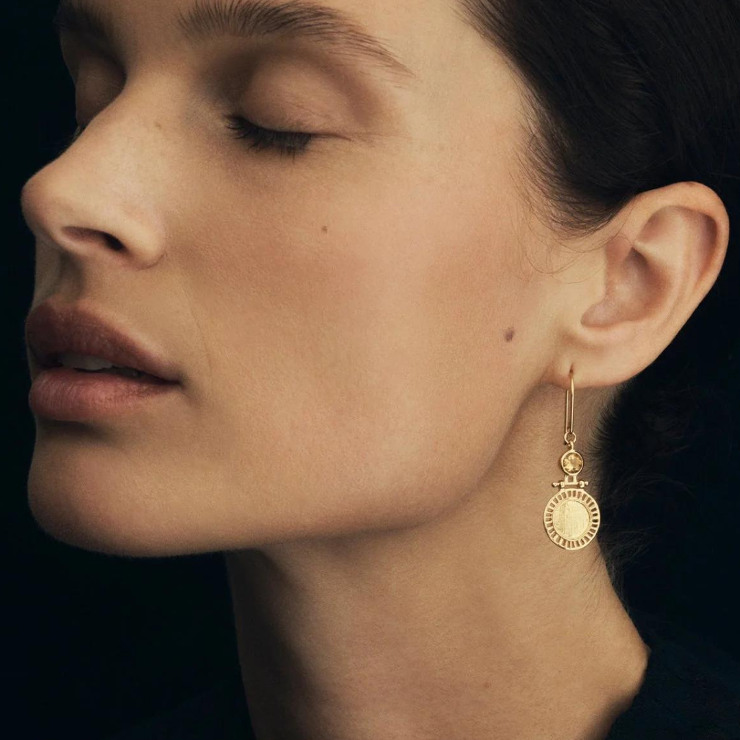 Solar Earrings - Gold Vermeil - Citrine