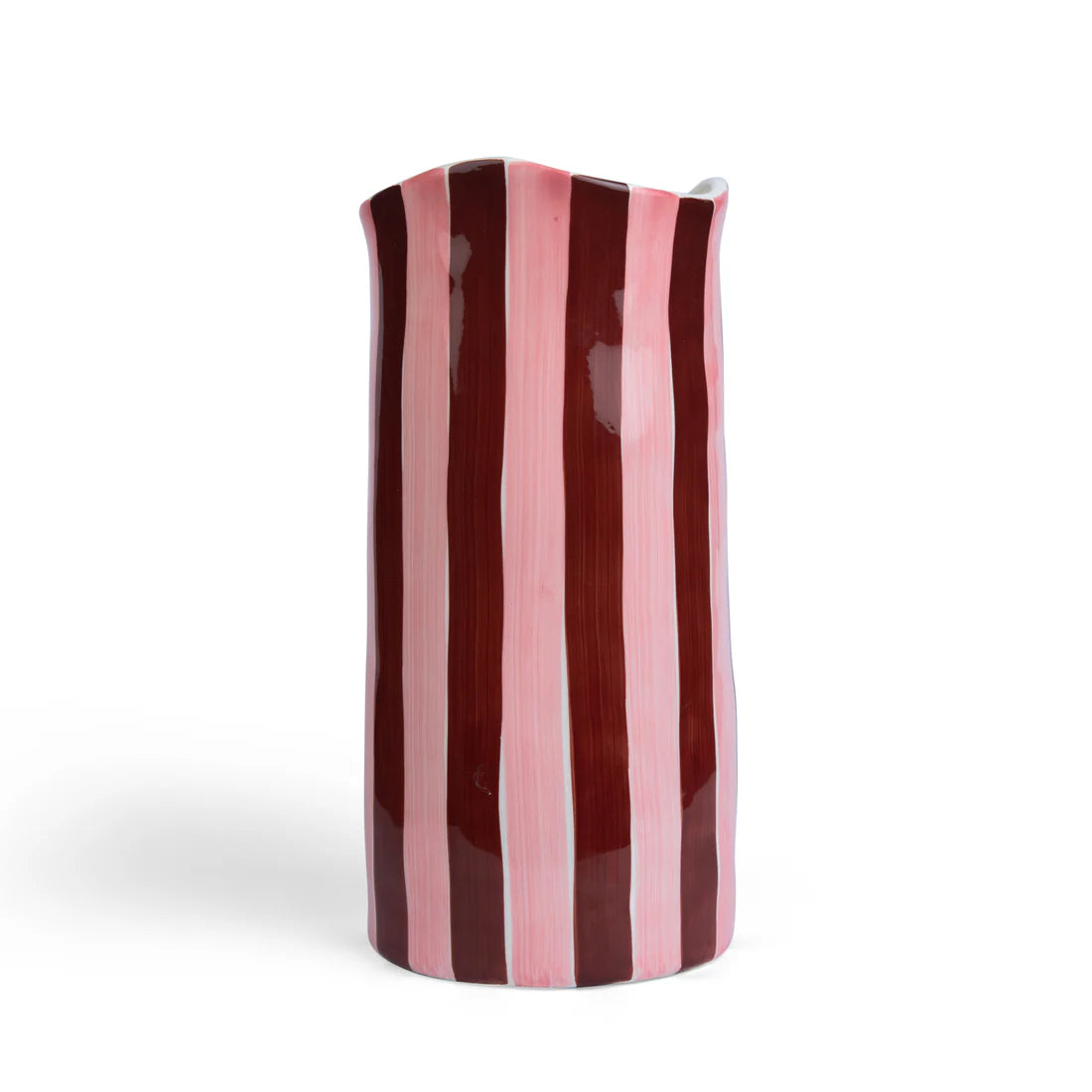 Stripe Vase - L - Burgundy & Pink