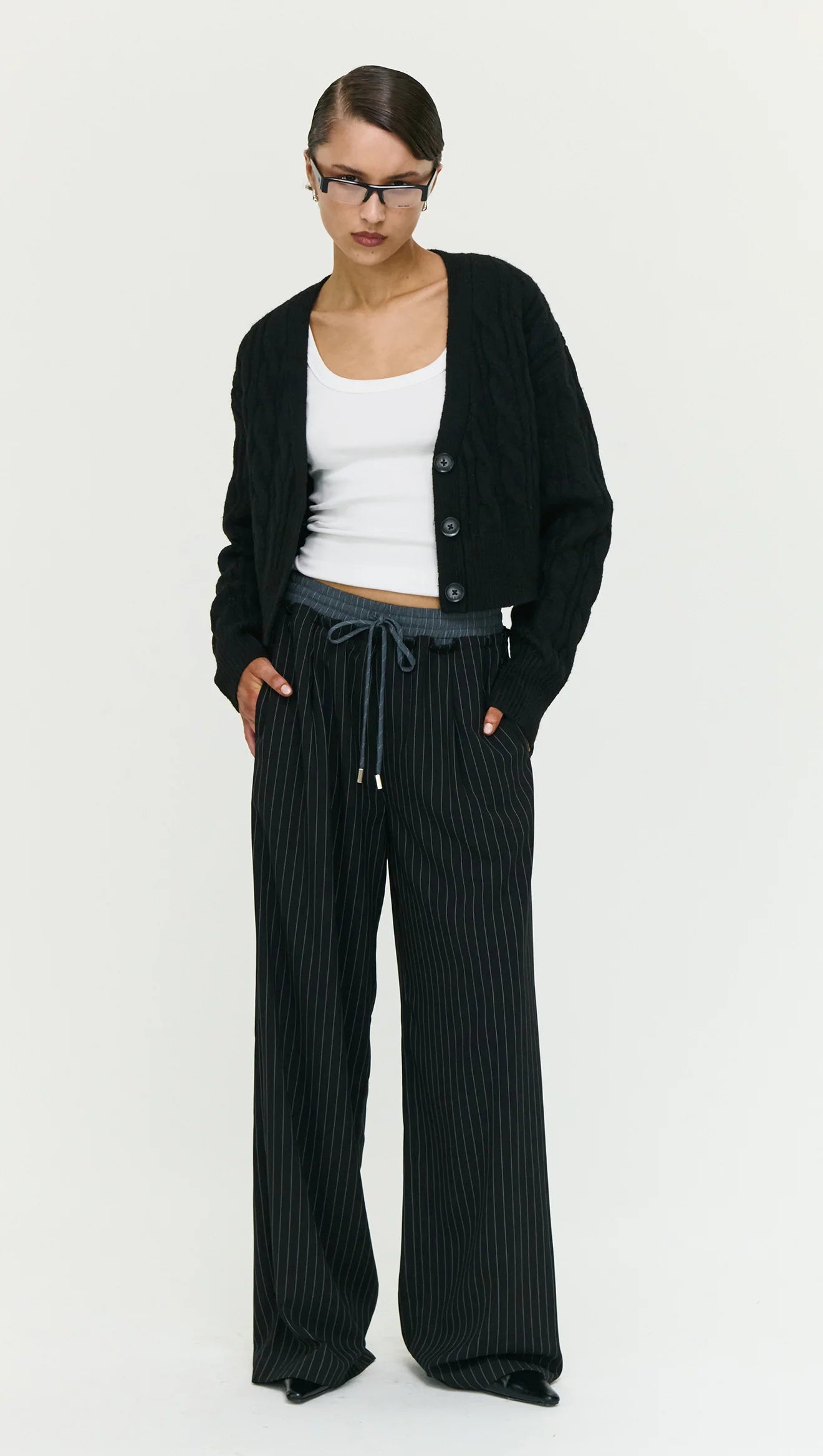 Salem Cable Knit Cardigan - Black