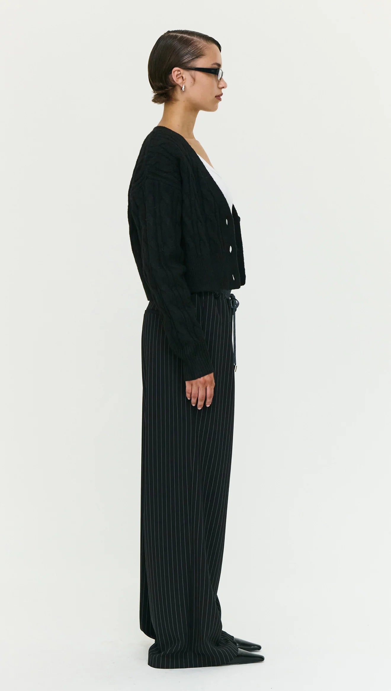 Salem Cable Knit Cardigan - Black