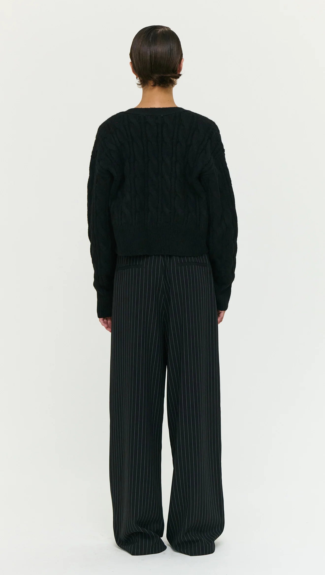 Salem Cable Knit Cardigan - Black