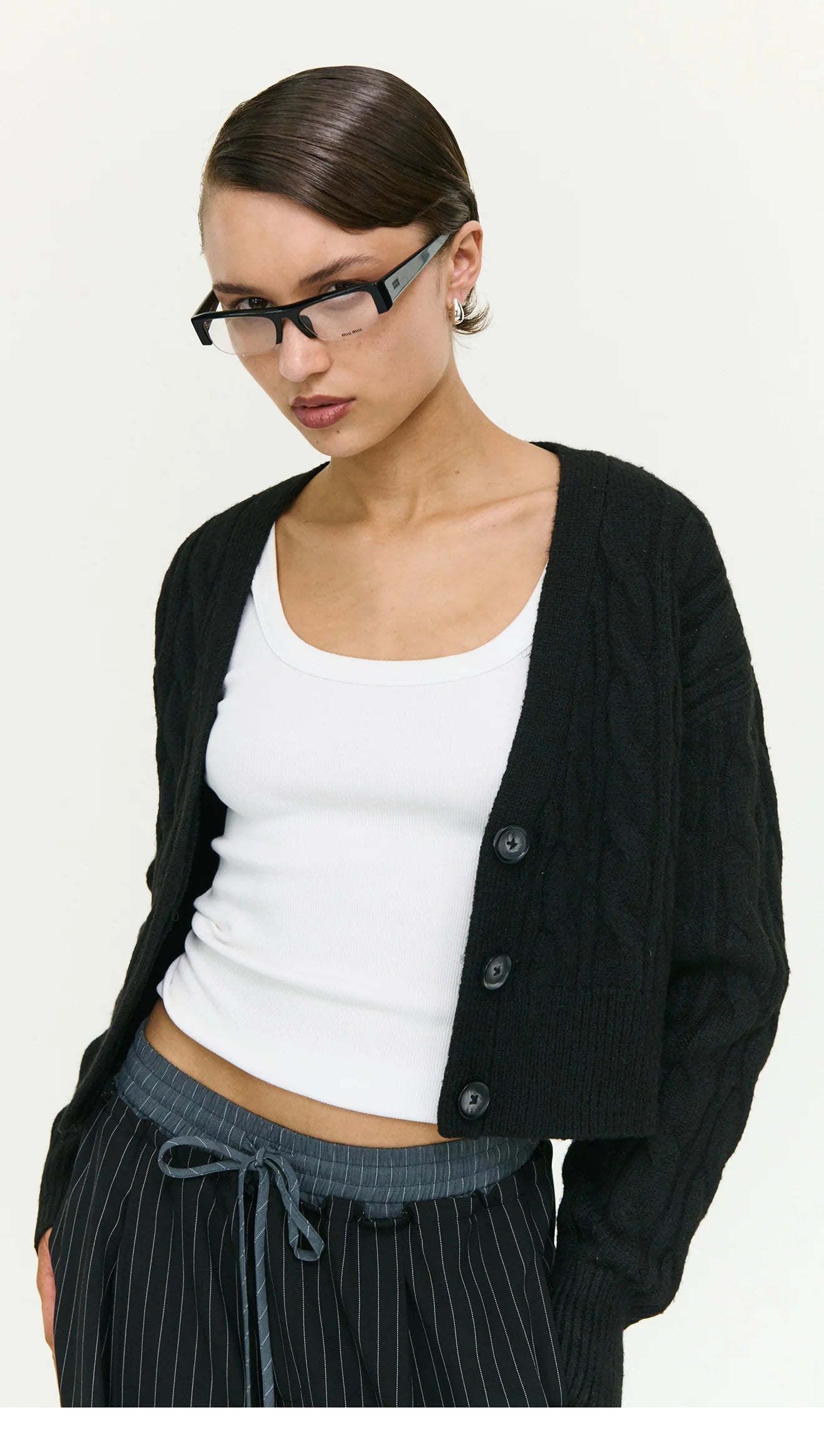 Salem Cable Knit Cardigan - Black