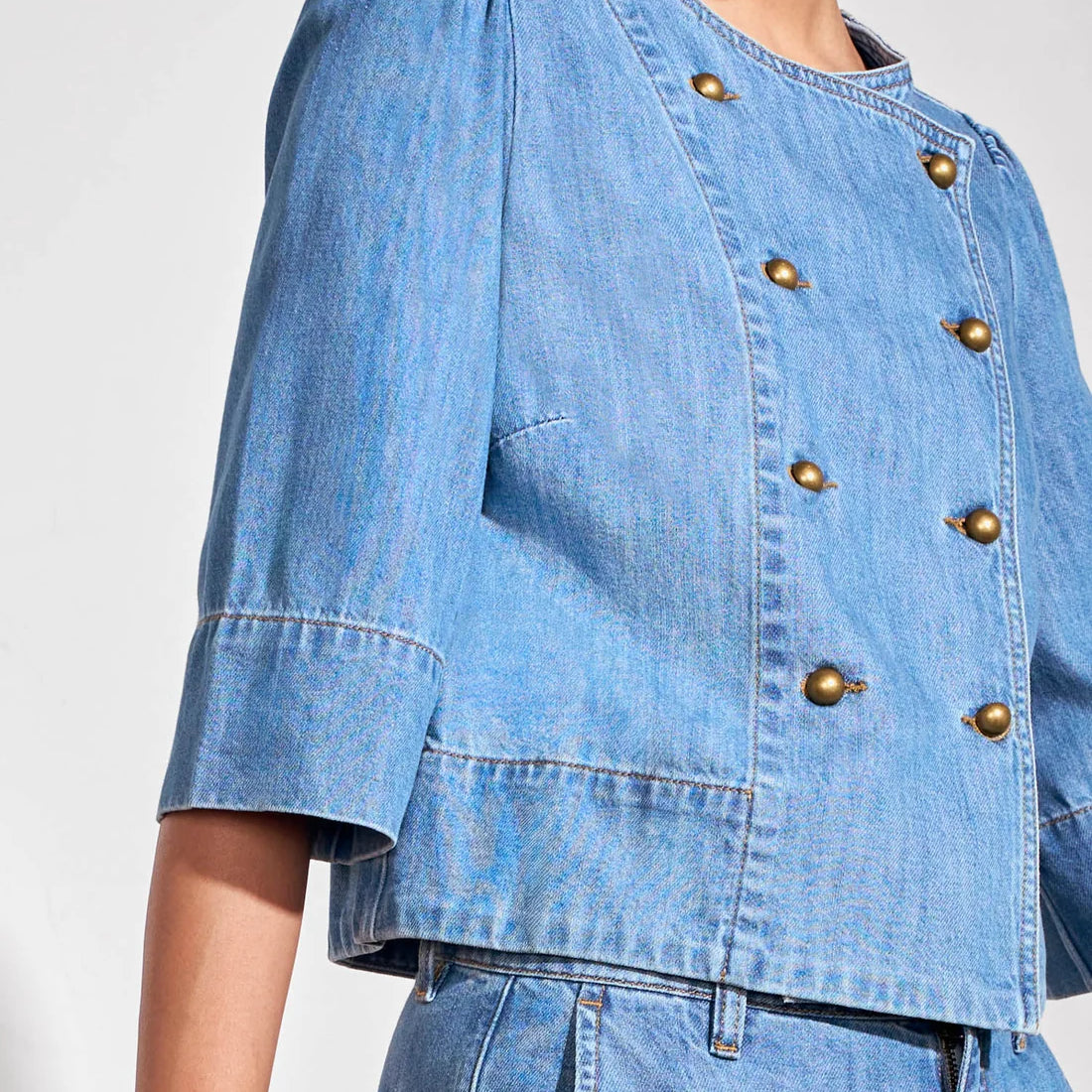 Plunge Jacket - Light Washed Denim