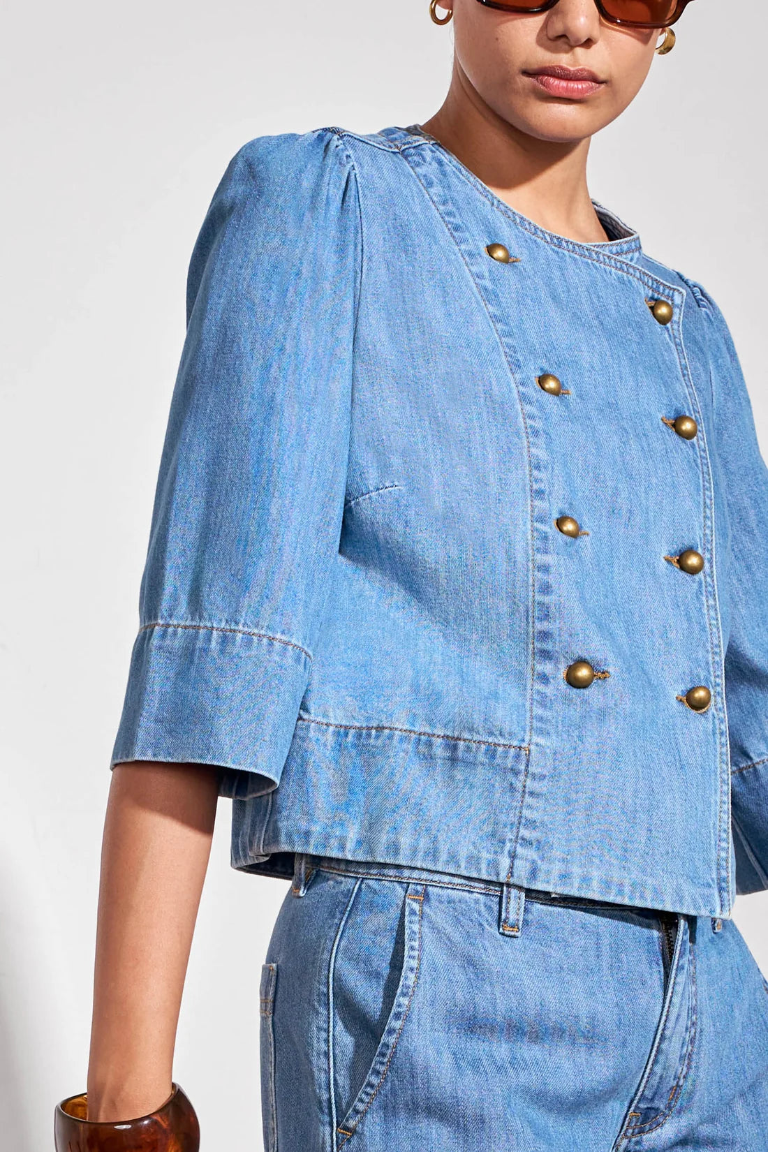 Plunge Jacket - Light Washed Denim