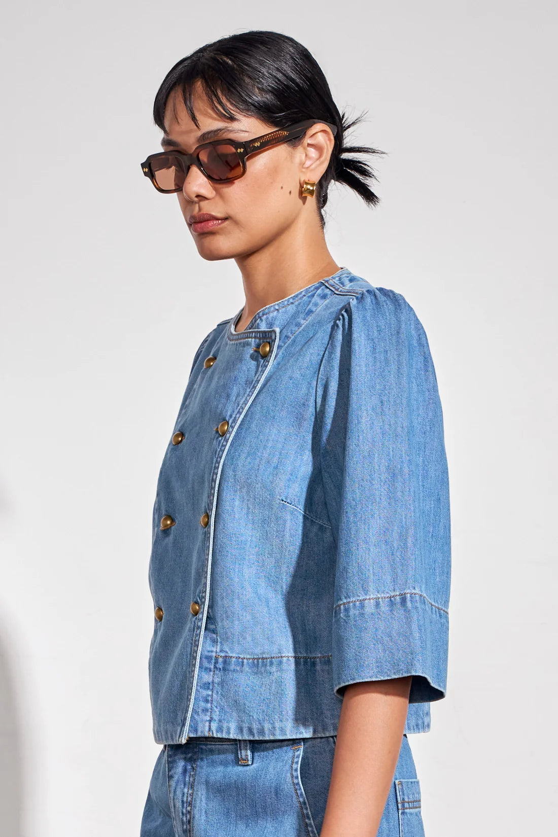 Plunge Jacket - Light Washed Denim
