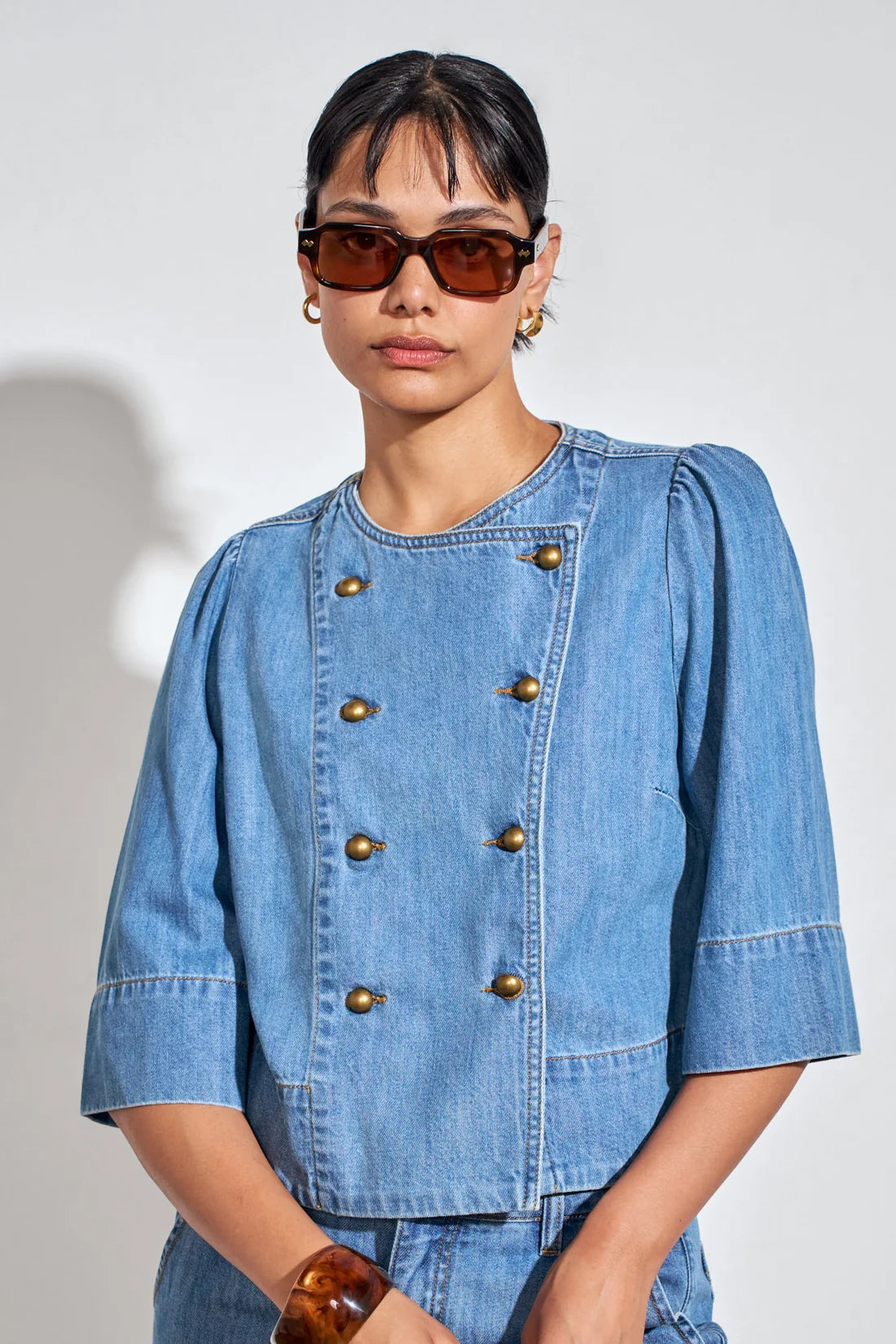 Plunge Jacket - Light Washed Denim
