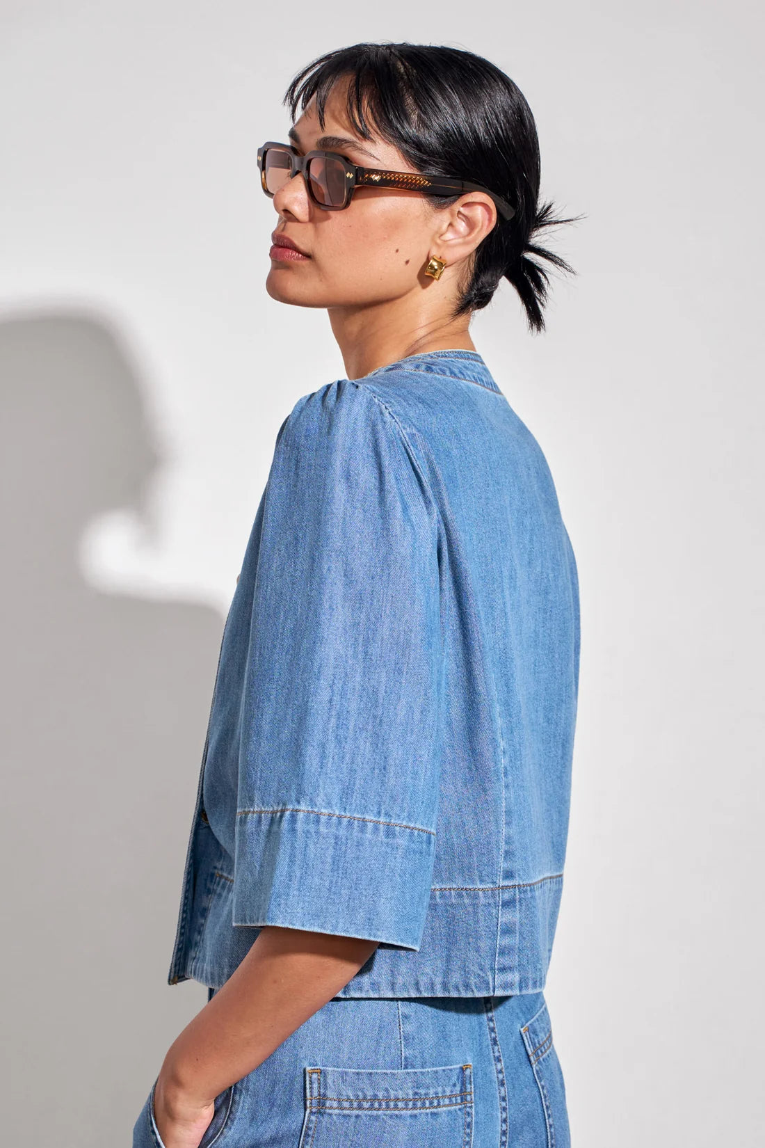 Plunge Jacket - Light Washed Denim